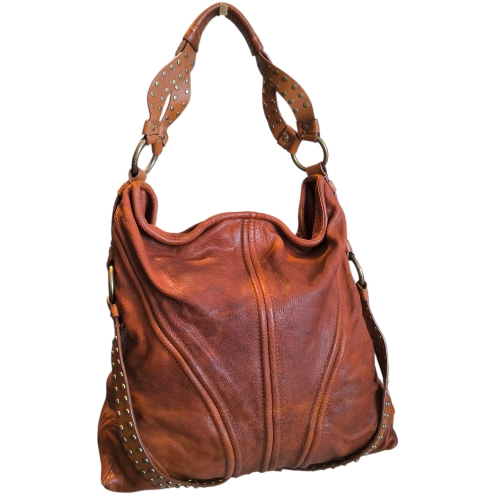 Botkier Leather Hobo Shoulder Bag in Cognac Brown - Picture 3 of 16